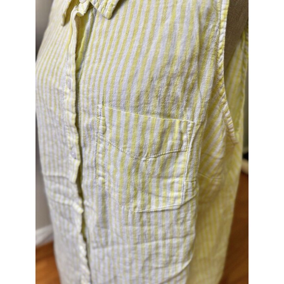 Time and Tru Women's Stripe Yellow White Sleeveless Summer Linen Blend Shirt 1X - Picture 8 of 10